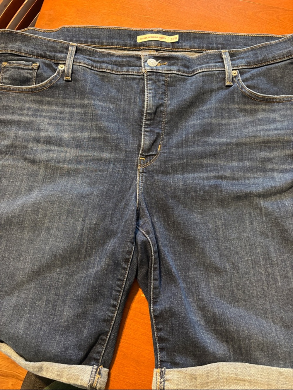 Levis Women’s Dark Blue Denim Bermuda Jeans Shorts